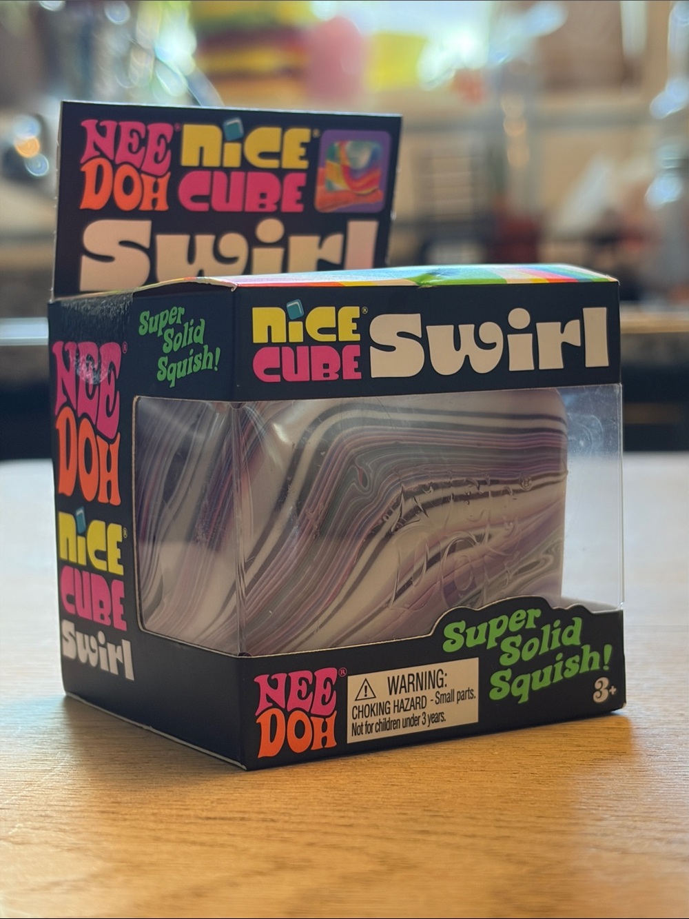 SCHYLLING | NeeDoh Nice Cube Swirl - Purple & White Swirl Squish Toy